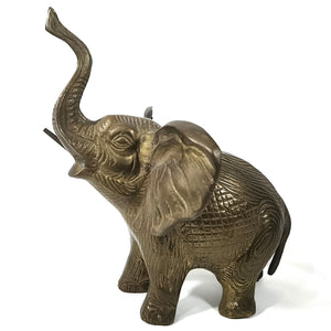 Antiguo Elefante Bronce India Vintage 70s, 1 Colmillo