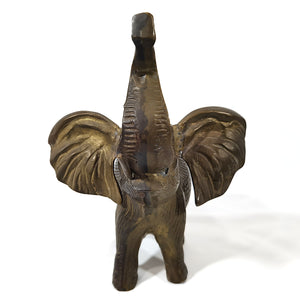 Antiguo Elefante Bronce India Vintage 70s, 1 Colmillo