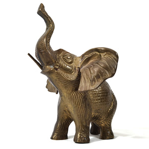 Antiguo Elefante Bronce India Vintage 70s, 1 Colmillo