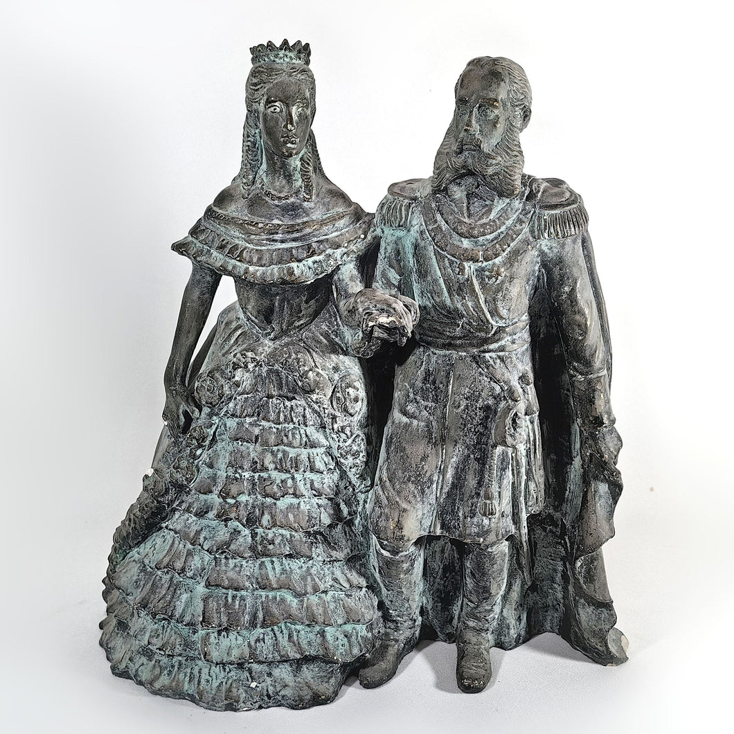 Antigua Figura Escultura Carlota y Maximiliano Escayola