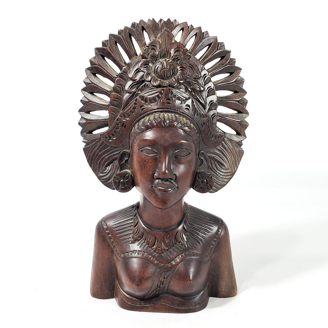 Figura Madera Tallada Balinesa Dama Tradicional Indonesia