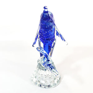 Antiguo Delfín Cristal Murano Azul Coleccionable Vintage