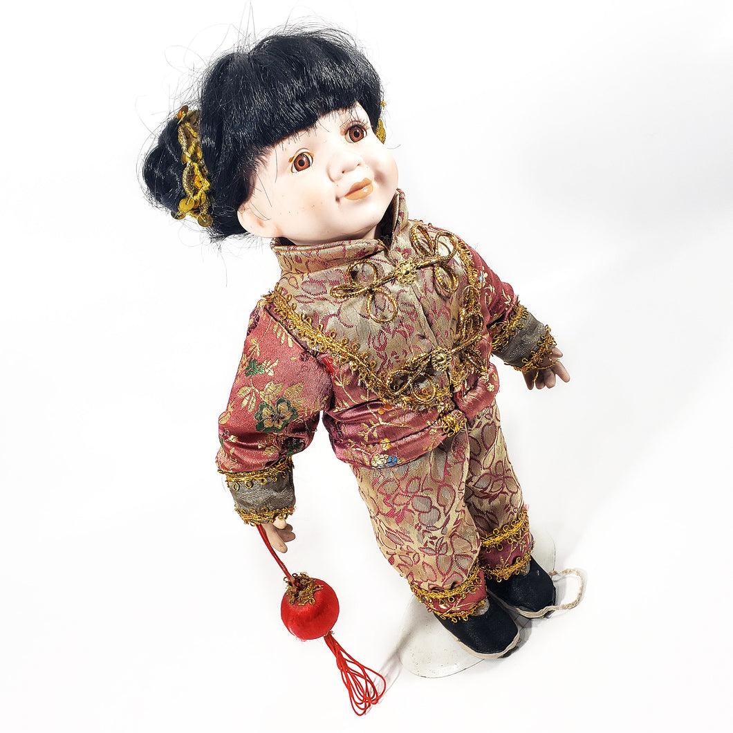 Muñeca Antigua Porcelana Asiática Coleccionable, Traje Tradicional Chino