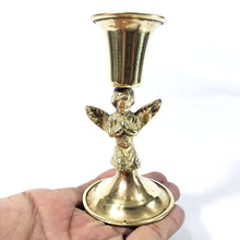 Cargar imagen en el visor de la galería, Antiguo Portavelas Querubín Bronce Pequeño Candelabro Vintage
