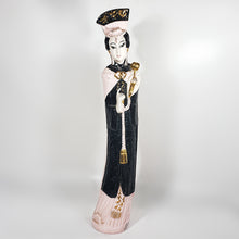 Cargar imagen en el visor de la galería, Figura Antigua de Cerámica Dama Asiática 49 cm Escultura Vintage
