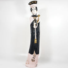 Cargar imagen en el visor de la galería, Figura Antigua de Cerámica Dama Asiática 49 cm Escultura Vintage
