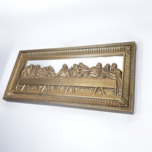 Cargar imagen en el visor de la galería, Recuadro Espejo Vintage Última Cena en Relieve Plástico Dorado
