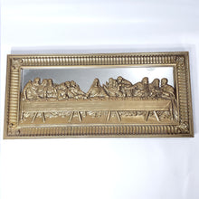 Cargar imagen en el visor de la galería, Recuadro Espejo Vintage Última Cena en Relieve Plástico Dorado
