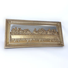 Cargar imagen en el visor de la galería, Recuadro Espejo Vintage Última Cena en Relieve Plástico Dorado
