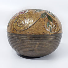 Cargar imagen en el visor de la galería, Florero Antiguo Bronce Esmaltado Recipiente Esfera Vintage
