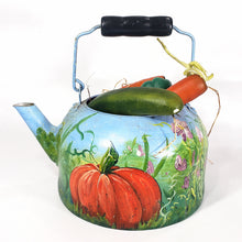 Cargar imagen en el visor de la galería, Tetera Decorativa Antigua Pintada Óleo Cosecha y Vegetales

