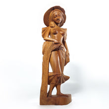 Cargar imagen en el visor de la galería, Escultura Antigua Madera Tallada Dama Asiática Vintage 30 cm
