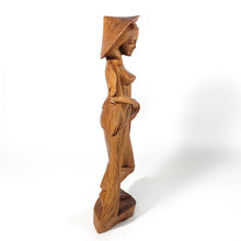 Cargar imagen en el visor de la galería, Escultura Antigua Madera Tallada Dama Asiática Vintage 30 cm
