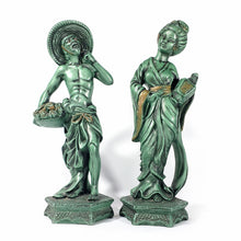 Cargar imagen en el visor de la galería, Esculturas Figuras Japonesas Geisha Agricultor Vintage Bronce
