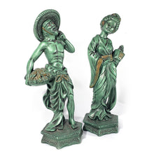 Cargar imagen en el visor de la galería, Esculturas Figuras Japonesas Geisha Agricultor Vintage Bronce
