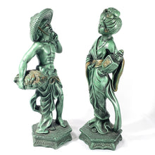 Cargar imagen en el visor de la galería, Esculturas Figuras Japonesas Geisha Agricultor Vintage Bronce
