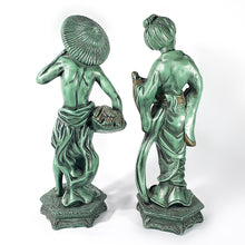 Cargar imagen en el visor de la galería, Esculturas Figuras Japonesas Geisha Agricultor Vintage Bronce
