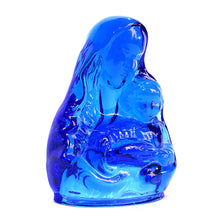 Cargar imagen en el visor de la galería, Escultura Virgen María y Jesús Cristal Murano Azul Vintage
