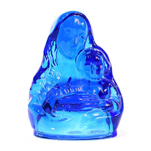 Cargar imagen en el visor de la galería, Escultura Virgen María y Jesús Cristal Murano Azul Vintage
