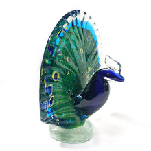 Cargar imagen en el visor de la galería, Figura Escultura Pavo Real Cristal Murano Vintage 2.7 kg
