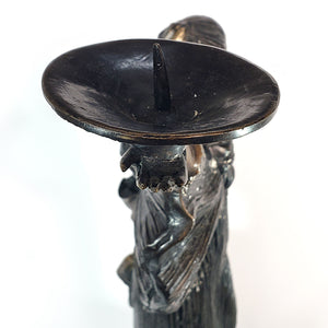 Antigua Escultura Metal Bronce Mujer Porta Cirio 9 kg, 52 cm