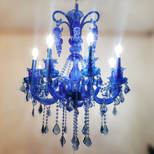 Cargar imagen en el visor de la galería, Antiguo Candil Cristal Réplica Descontinuado Baccarat Azul
