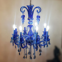 Cargar imagen en el visor de la galería, Antiguo Candil Cristal Réplica Descontinuado Baccarat Azul
