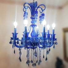 Cargar imagen en el visor de la galería, Antiguo Candil Cristal Réplica Descontinuado Baccarat Azul
