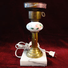 Cargar imagen en el visor de la galería, Lámpara Vintage, Base Mármol, Cristal Y Latón
