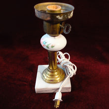 Cargar imagen en el visor de la galería, Lámpara Vintage, Base Mármol, Cristal Y Latón
