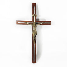 Cargar imagen en el visor de la galería, Antiguo Cristo Metal Chapa De Oro Y Madera, 50 Cm, Merlin
