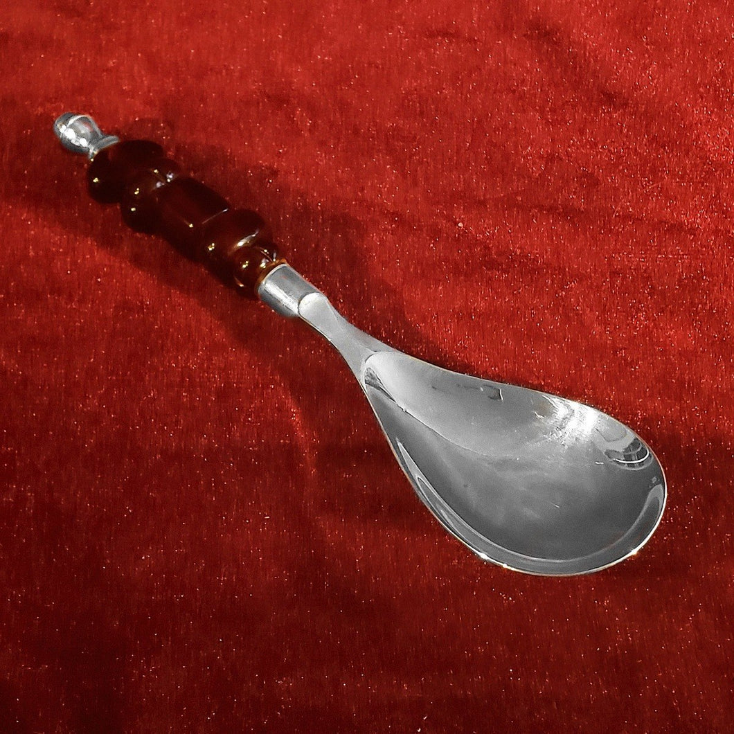 Cuchara Sopera Antigua Con Mango De Vidrio Ámbar