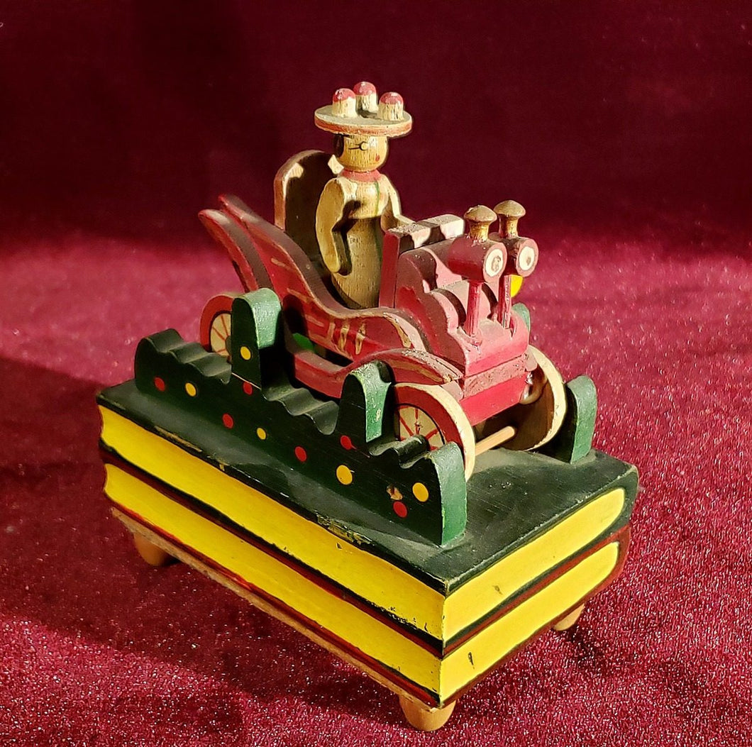 Figura Musical Antigua De Madera, Con Movimiento