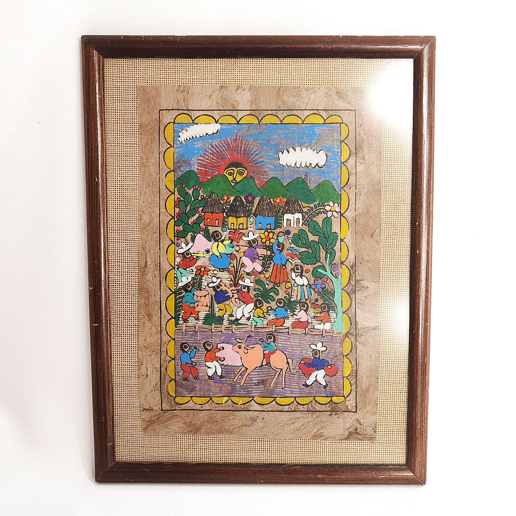Pintura Artesanal Papel Amate Mexicano Cuadro Enmarcado