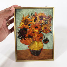 Cargar imagen en el visor de la galería, Cuadro Cristal Vang Gogh Girasoles Glassmasters Vintage 80s
