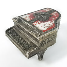 Cargar imagen en el visor de la galería, Antiguo Alhajero Piano Metálico Rosas Joyero Vintage 50s

