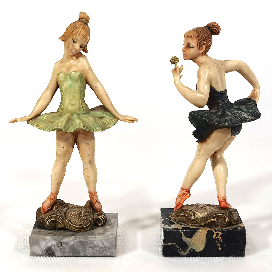 Antiguo Par Bailarinas Fontanini Depose Italy Vintage 50s