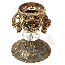 Cargar imagen en el visor de la galería, Antigua Base Centro Mesa Frutero Antiguo Baño Oro Vintage
