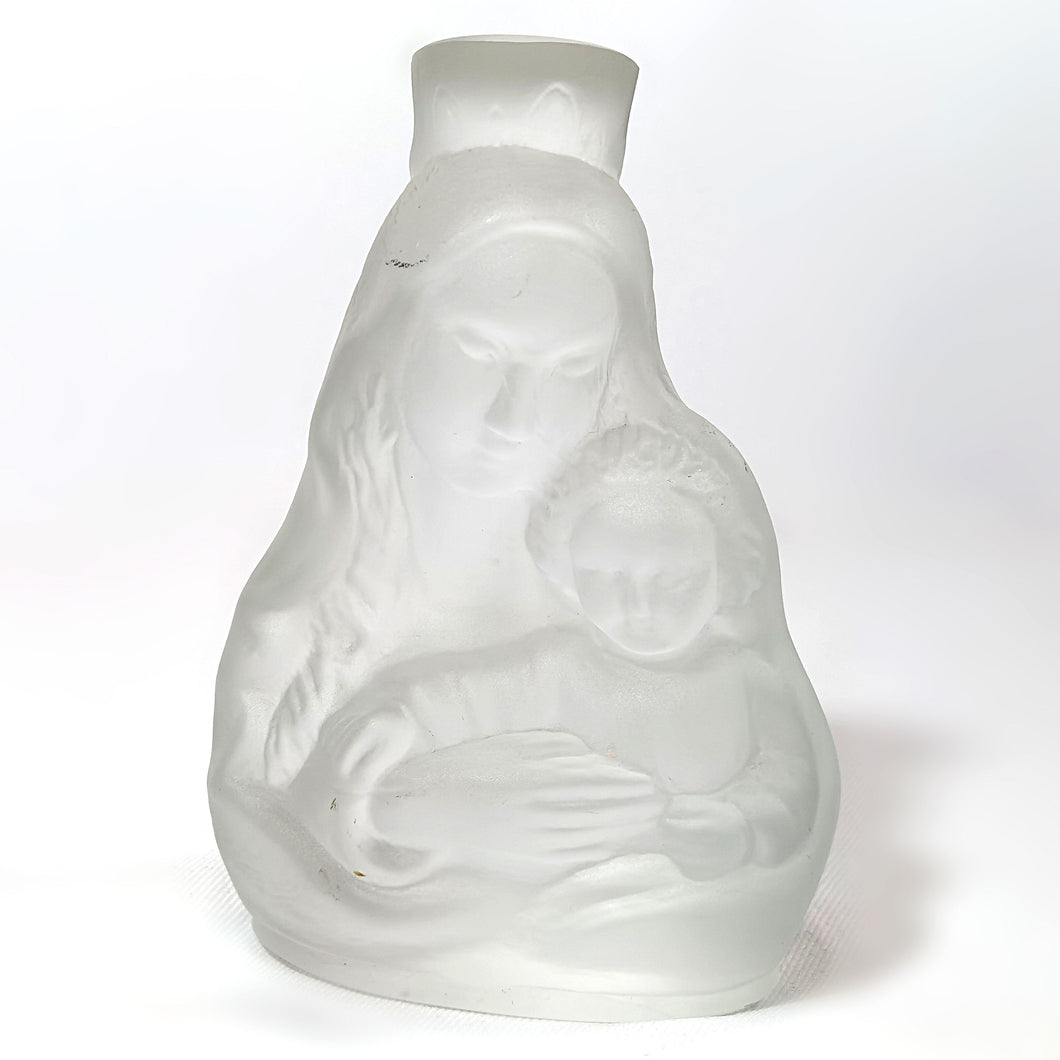 Antigua Virgen Madona Cristal Esmerilado Frosted Vintage 90s