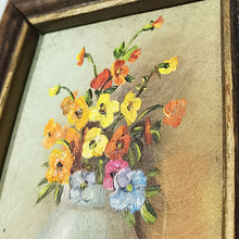 Cargar imagen en el visor de la galería, Par Cuadros Miniatura Óleo Vintage Floreros Coleccionables
