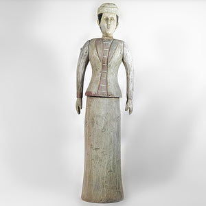 Antigua Estatua Figura Madera Tallada Hombre Tradicional