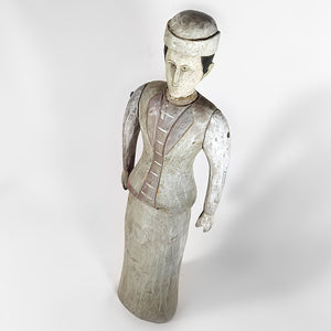 Antigua Estatua Figura Madera Tallada Hombre Tradicional