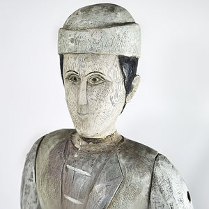 Antigua Estatua Figura Madera Tallada Hombre Tradicional