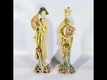 Cargar y reproducir el video en el visor de la galería, Antiguo Par Figuras Asiáticas Hechas En Italia, En Resina
