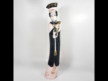 Cargar y reproducir el video en el visor de la galería, Figura Antigua de Cerámica Dama Asiática 49 cm Escultura Vintage
