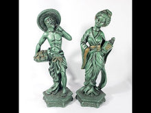 Cargar y reproducir el video en el visor de la galería, Esculturas Figuras Japonesas Geisha Agricultor Vintage Bronce
