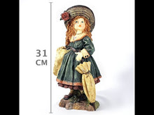 Cargar y reproducir el video en el visor de la galería, Escultura Dama Victoriana Coleccionable Muñeca Vintage 31 cm
