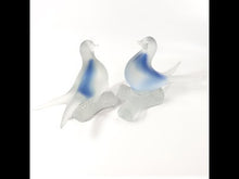 Cargar y reproducir el video en el visor de la galería, Par Esculturas Figura Pareja Palomas Cristal Frosted Opacado
