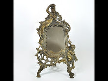 Cargar y reproducir el video en el visor de la galería, Antiguo Espejo Bronce Victoriano Art Nouveau Vintage
