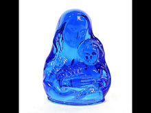 Cargar y reproducir el video en el visor de la galería, Escultura Virgen María y Jesús Cristal Murano Azul Vintage
